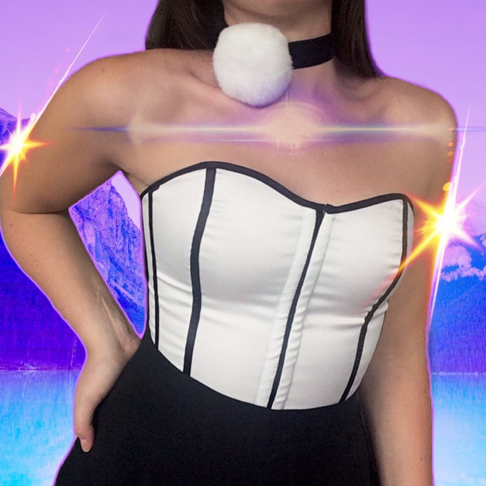 Black And White Satin Corset Top